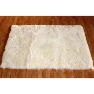 Kožený koberec - ovčí kůže - střižený chlup - bílý - 3K