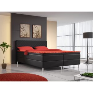 Manželská postel Boxspring 160 cm Mariana (černá) (s matracemi)