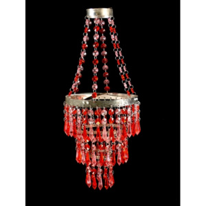 SB Orient Ozdobný plastový lustr - stínidlo, červeno růžové korálky, průměr 20cm