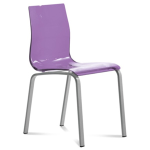 Jídelní židle Gel-R podnož chromovaná sedák fialový plast