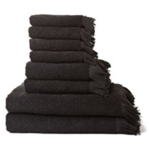 Set 6 černých bavlněných ručníků a 2 osušek Casa Di Bassi Bath