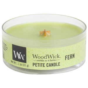 Čajová vonná svíčka pettie candle s dřevěným knotem WoodWick Fern - Kapradina 31 g