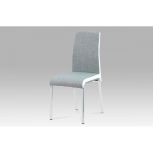 Jídelní židle látka šedá+koženka bílá / chrom DCL-506 GREY2 Autronic