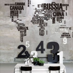 Živá Zeď Samolepka Mapa světa Velikost: 122 x 74 cm