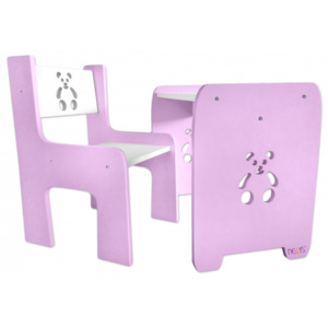 Nellys - Sada nábytku Teddy - Stůl + židle - růžová s bílou