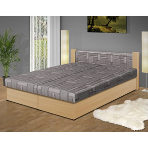 Manželská postel s úložným prostorem Erika 170 lamino: Buk 381, Čalounění: Mega 019 Ratan