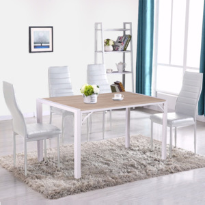 Jídelní set 4x židle + stůl Catini ARTEMIO - bílá - II. jakost