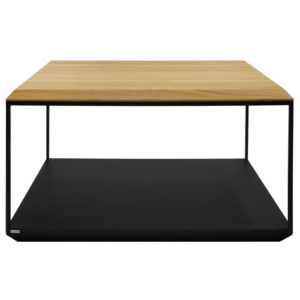 Černý konferenční stolek s deskou z dubového dřeva take me HOME, 80 x 80 cm