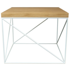 Bílý konferenční stolek s deskou z dubového dřeva take me HOME Hamburg, 53 x 53 cm