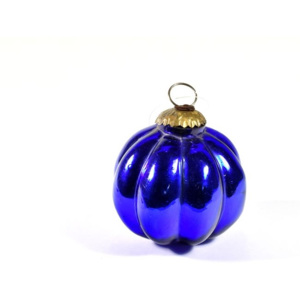 SB Orient Skleněná vánoční ozdoba, tvar dýně, modrá, 8x8cm