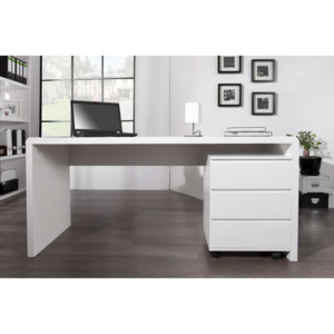 Kancelářský stůl Barter 160cm bílý vysoký lesk