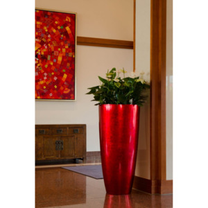 Květináč CITY 120, sklolaminát, výška 120 cm, červený lesk