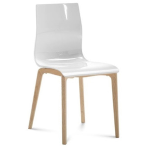 Jídelní židle Gel-L podnož bílý mat, sedák transparentní plast