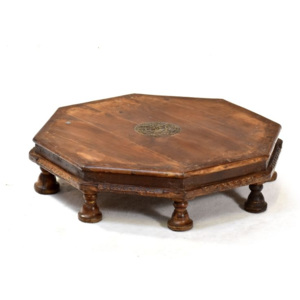 SB Orient Čajový stolek zdobený mosazným kováním, osmiboký, 70x70x18cm
