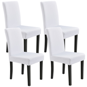 [neu.haus]® Potah na židle - 4 ks sada - bílý - napínací streč na židle různych rozměrů