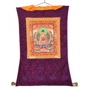 SB Orient Tanka, Buddha Shakjamuni, fialový brokát, 45x70cm