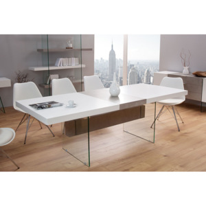 Jídelní stůl Livid 160-200 cm / bílá-betonová