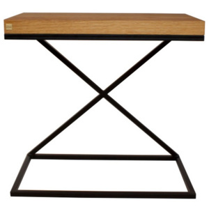 Černý odkládací stolek s deskou z dubového dřeva take me HOME, 50 x 30 cm