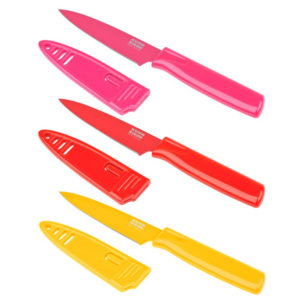 Kuhn Rikon sada nožů 3ks červený/žlutý/růžový 10 cm
