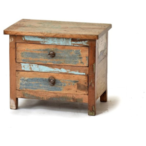 Malá komodka/noční stolek z antik teakového dřeva, 45x29x39cm