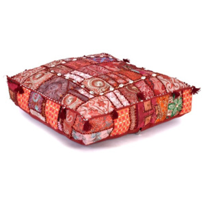 SB Orient Čtvercový meditační polštář, ručně vyšívaný patchwork, 60x60x10cm
