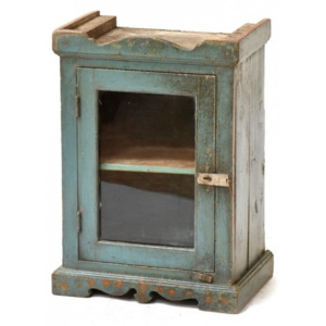 Prosklená skříňka z antik teakového dřeva, 38x27x54cm