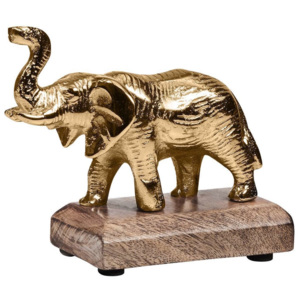 GOLDEN NATURE Dekorační slon na podstavci
