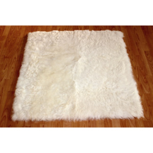 Kožený koberec - ovčí kůže - střižený chlup - bílý - 2K