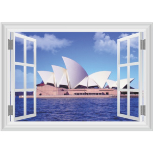 ZOOYOO Samolepka na zeď 3D okno Opera v Sydney 50 x 70 cm