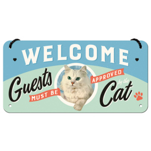 Nostalgic Art Závěsná cedule: Welcome Guests Cat - 10x20 cm