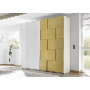 Šatní skříň s posuvnými dveřmi Enjoy-Dama-243 bílý mat, žlutá