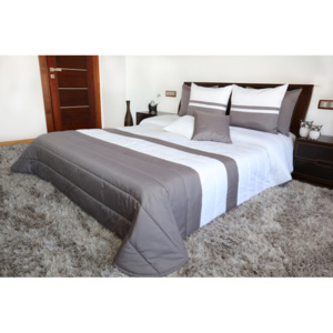 Prošívaný přehoz na manželskou postel v bílo šedé barvě