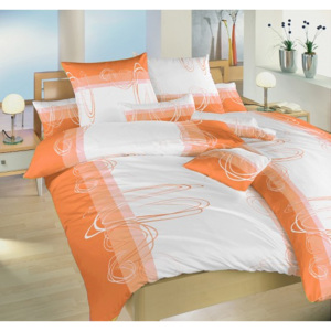 Dadka Povlečení bavlna Smyčky oranžové, 140 x 200, 90 x 70 cm