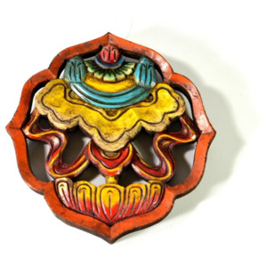 SB Orient Astamangal symbol, slunečník, malované vyřezávané dřevo, 20cm