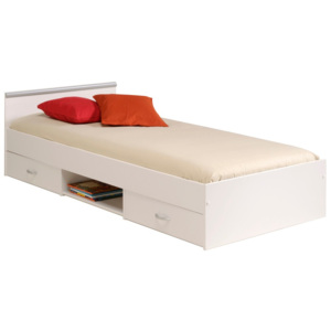 Bílá jednolůžková postel se 2 zásuvkami Parisot Apollina, 90 x 200 cm