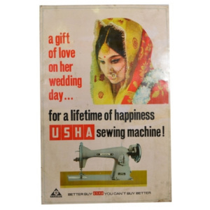 SB Orient Antik kovová reklamní cedule na stěnu, "Usa Sewing", 48x73cm