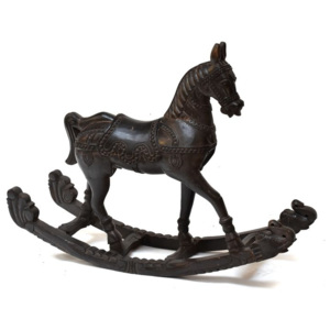 SB Orient Houpací kůň, ručně vyřezávaný, antik, mangové dřevo, 104x30x78cm