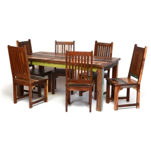SB Orient Jídelní stůl a 6 židlí v Goa stylu, starý teak, 200x100x76cm