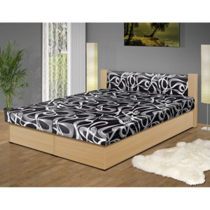 Manželská postel s úložným prostorem Erika 170 lamino: Buk 381, Čalounění: Mega 001 Černá