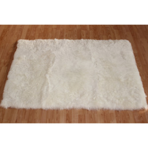Kožený koberec - ovčí kůže - střižený chlup - bílý - 1K