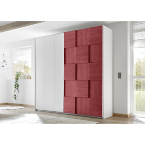 Šatní skříň s posuvnými dveřmi Enjoy-Dama-243 bílý mat, červená