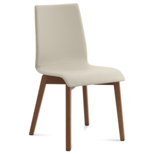 Jídelní židle Jude-L podnož ořech, sedák imitace kůže Bloom bílá