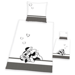 HERDING Povlečení Minnie Mouse 2015 černobílá 140/200 barva: Bílá, Materiál: bavlna, rozměry: 1x 140/200, 1x 70/90