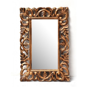 SB Orient Zrcadlo ve vyřezávaném rámu, zlaté, mango, 58x87x3cm