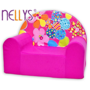 NELLYS Dětské křesílko/pohovečka Nellys ® - Květinky v růžové