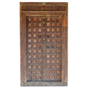 SB Orient Antik dveře s rámem z Gujaratu, teakové dřevo, malované, 135x50x235cm