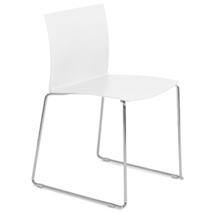 Jídelní židle Slim-R, podnož chromovaná, sedák plast bílý