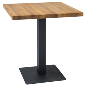 Stůl PURO dýha přírodní dub/černý 70x70, 70 x 70 cm, hnědá , dub