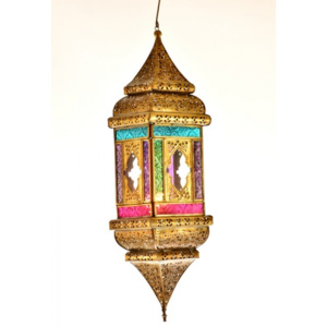 SB Orient Arabská lampa, multibarevná, mosaz, sklo, ruční práce, cca 13x13x50cm