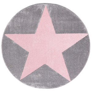 LIVONE Dětský koberec STAR stříbrno-šedá/růžová 133 cm